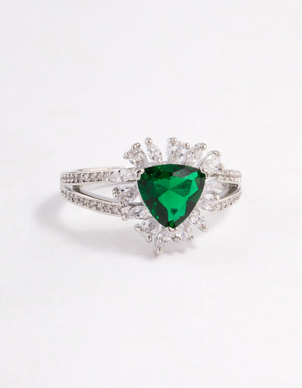 Rhodium Cubic Zirconia Emerald Ring - Lovisa