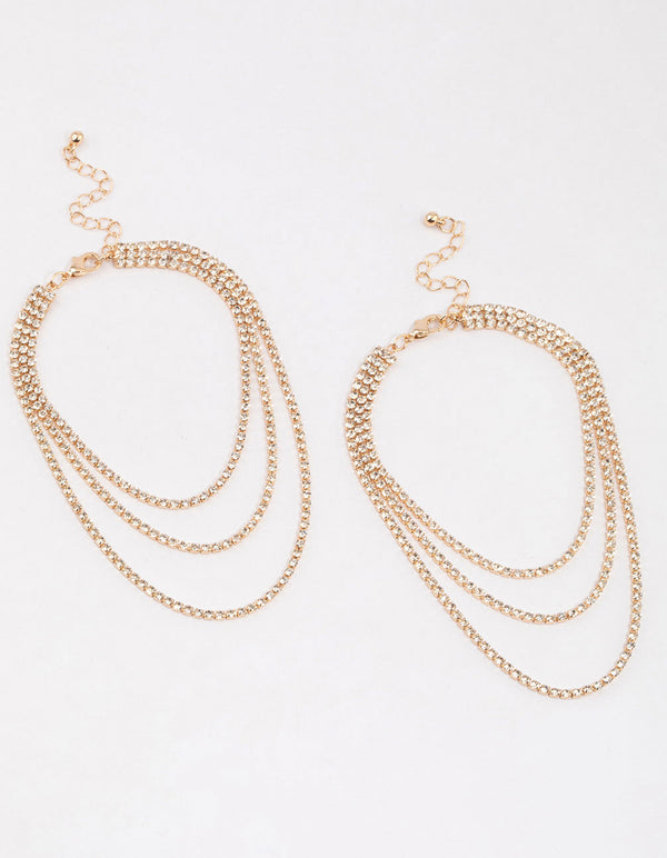 Gold Diamante Drape Anklet