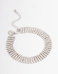 Silver Diamante Cupchain Wide Anklet - link has visual effect only