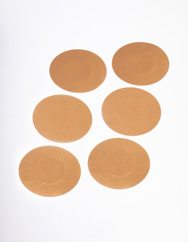 Brown Fabric Round Nipple Covers Pack