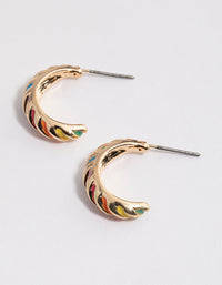 Gold Twisted Enamel Hoop Earrings - link has visual effect only