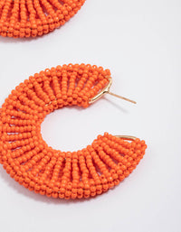 Orange Raffia Flat Statement Hoop Earrings - link has visual effect only