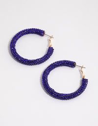 Coated Blue Crystal Wrapped Hoop Earrings - link has visual effect only