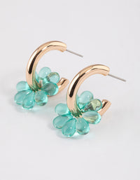 Green Plastic Flower Hoop Earrings - link has visual effect only