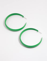 Green Coated Rubber Hoop Earrings - link has visual effect only