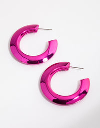 Midnight Pink Coated 40mm Triangle Hoop Earrings - link has visual effect only