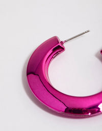 Midnight Pink Coated 40mm Triangle Hoop Earrings - link has visual effect only