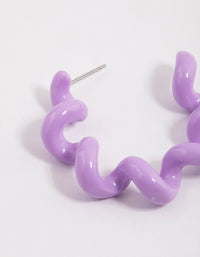 Purple Coated Wiggly Hoop Earrings - link has visual effect only