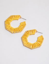 Yellow Wrapped Hexagon Hoop Earrings - link has visual effect only