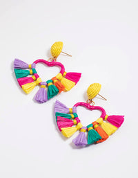 Raffia Heart Fan Earrings - link has visual effect only