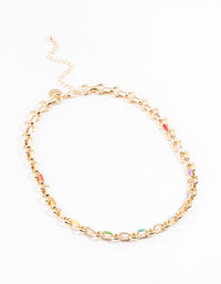 Gold Enamel Chain Necklace - link has visual effect only