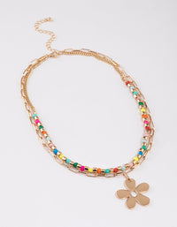 Gold Layered Beaded Flower Necklace - link has visual effect only