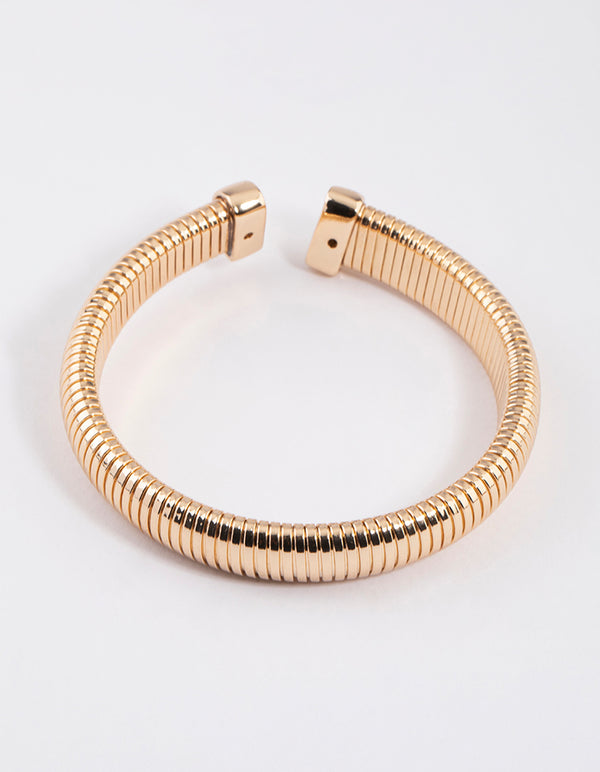 Gold Felt Wrapped Cuff Bangle