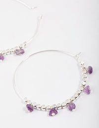 Silver Amethyst Mixed Beaded Hoop Earrings - link has visual effect only