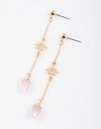 Gold Rose Quartz Cluster Drop Earrings - link has visual effect only