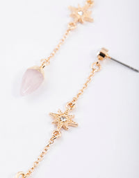 Gold Rose Quartz Cluster Drop Earrings - link has visual effect only