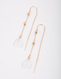 Gold Clear Quartz Threaded Chain Earrings - link has visual effect only