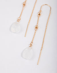 Gold Clear Quartz Threaded Chain Earrings - link has visual effect only