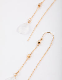 Gold Clear Quartz Threaded Chain Earrings - link has visual effect only