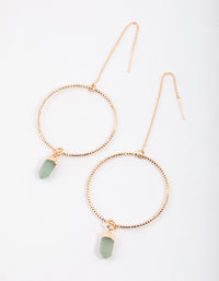 Gold Green Aventurine Hoop Threader Earrings - link has visual effect only