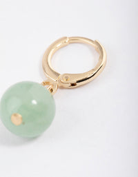 Gold Green Aventurine Mini Ball Earrings - link has visual effect only