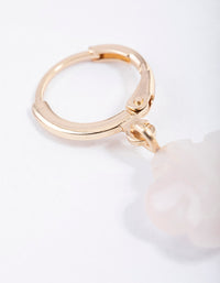 Gold Rose Quartz Flower Huggie Earrings - link has visual effect only