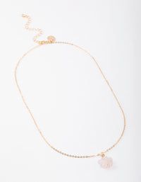 Gold Rose Quartz Flower Pendant Necklace - link has visual effect only