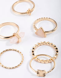 Gold Rose Quartz Skinny Ring Pack - link has visual effect only