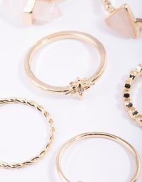 Gold Rose Quartz Skinny Ring Pack - link has visual effect only