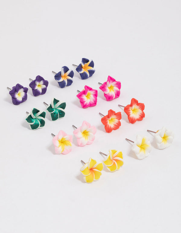 Bright  Frangipani Stud Earrings 8-Pack