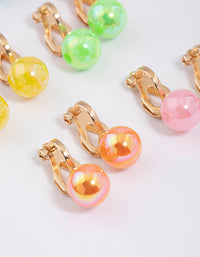 Gold Gumball Clip On Earrings 5-Pack - link has visual effect only