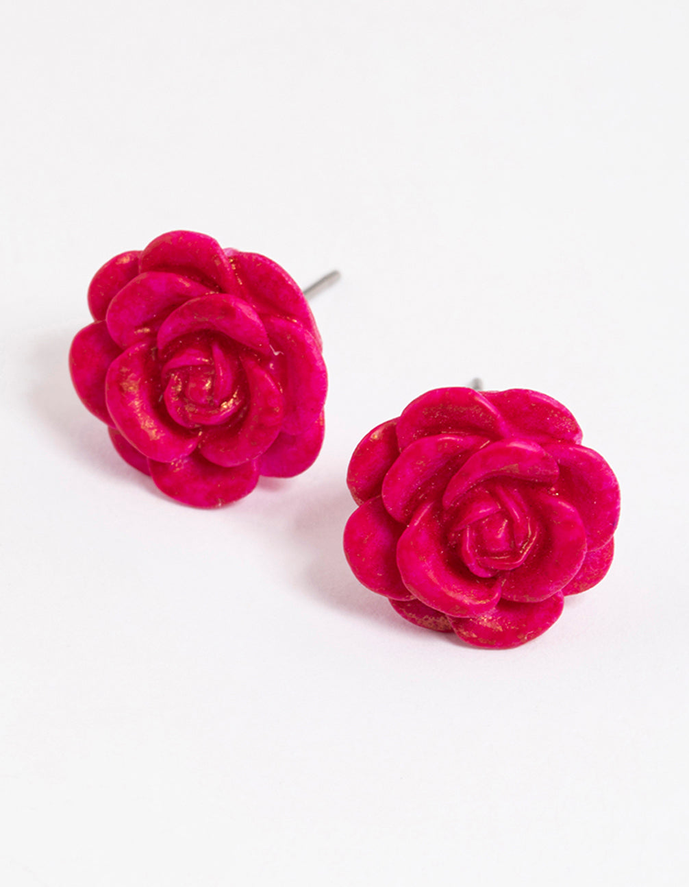 Pink rose stud earrings deals