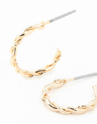 Gold Rope Twisted Huggie Earrings - link has visual effect only