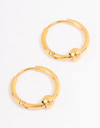 Gold Plated Stainless Steel Classic Ball Huggie Earrings - link has visual effect only