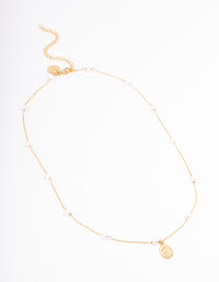 Waterproof Gold Plated Stainless Steel Freshwater Pearl Station Coin Necklace - link has visual effect only