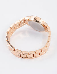 Rose Gold Diamante Detailed Link Watch - link has visual effect only