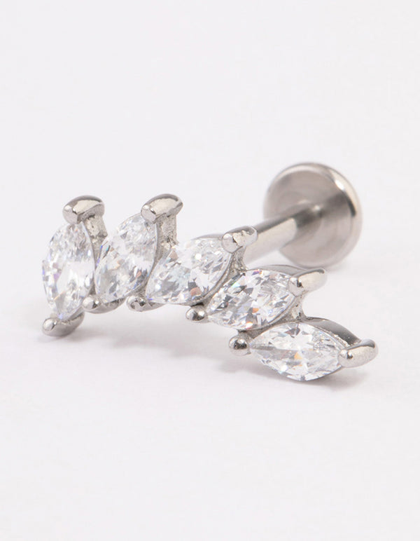 Surgical Steel Cubic Zirconia Leaf Stack Flat Back