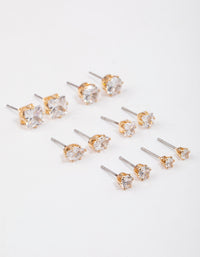 Gold Diamante Earring Set 6-Pack - link has visual effect only