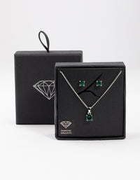 Silver Emerald Stone Jewellery Set - link has visual effect only