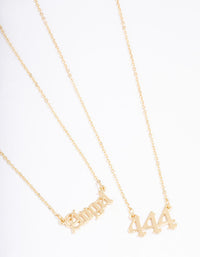 Gold Plated Angel Number '444' Layered Necklace - link has visual effect only