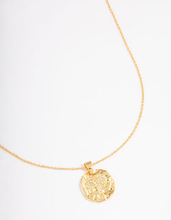 Gold Plated Aries Coin Pendant Necklace