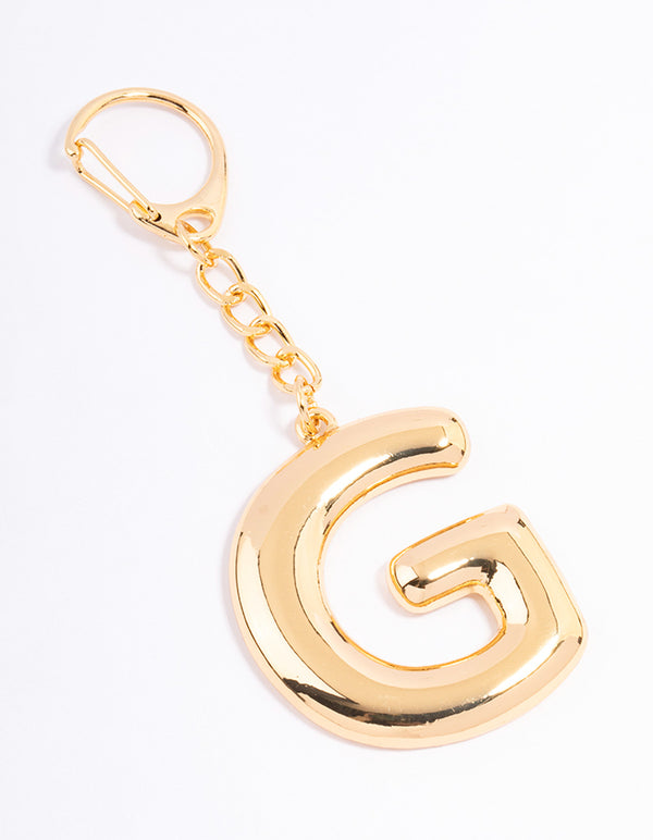 Gold Plated Letter 'G' Initial Key Ring