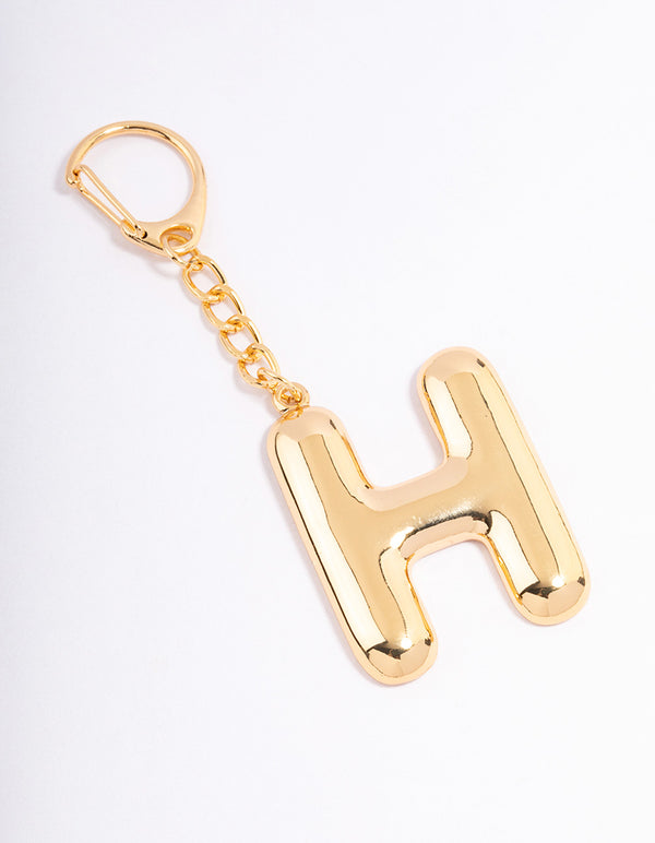 Gold Plated Letter 'H' Initial Key Ring