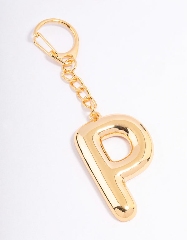 Gold Plated Letter 'P' Initial Key Ring