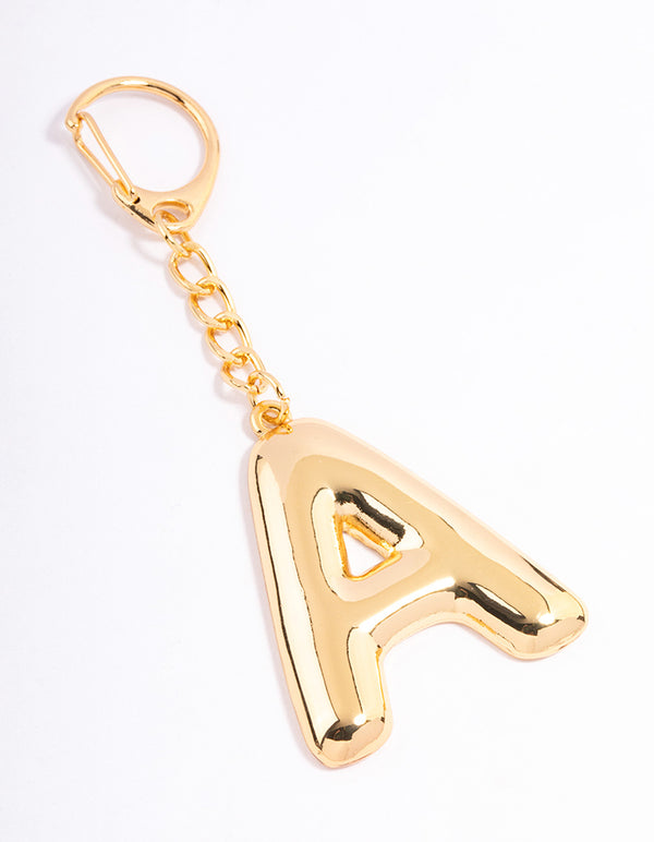 Gold Plated Letter 'A' Initial Key Ring