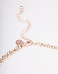 Rose Gold Double Row Dainty Rectangle Diamante Necklace - link has visual effect only