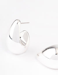 Silver Midi Pear Hoop Earrings - link has visual effect only