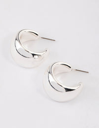 Silver Wide Chubby Hoop Earrings - link has visual effect only