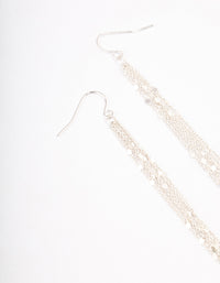 Silver Multi Row Chain Drop Earrings - link has visual effect only