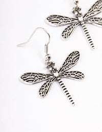 Antique Silver Dragonfly Drop Earrings - link has visual effect only